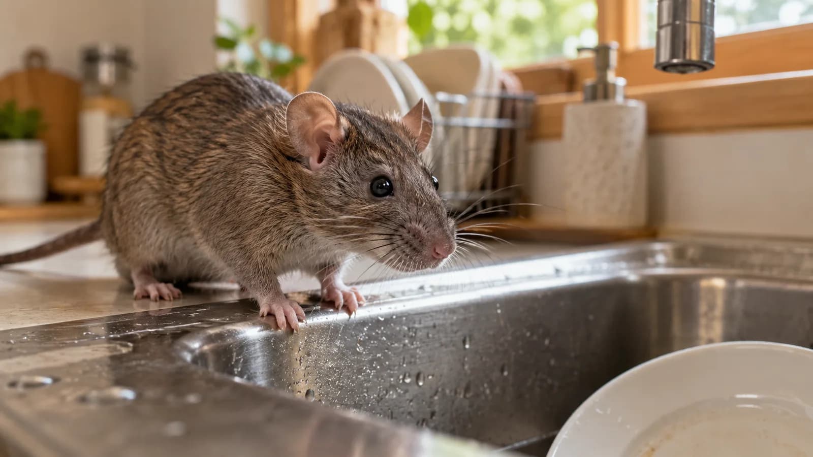 Tikus di area wastafel dapur